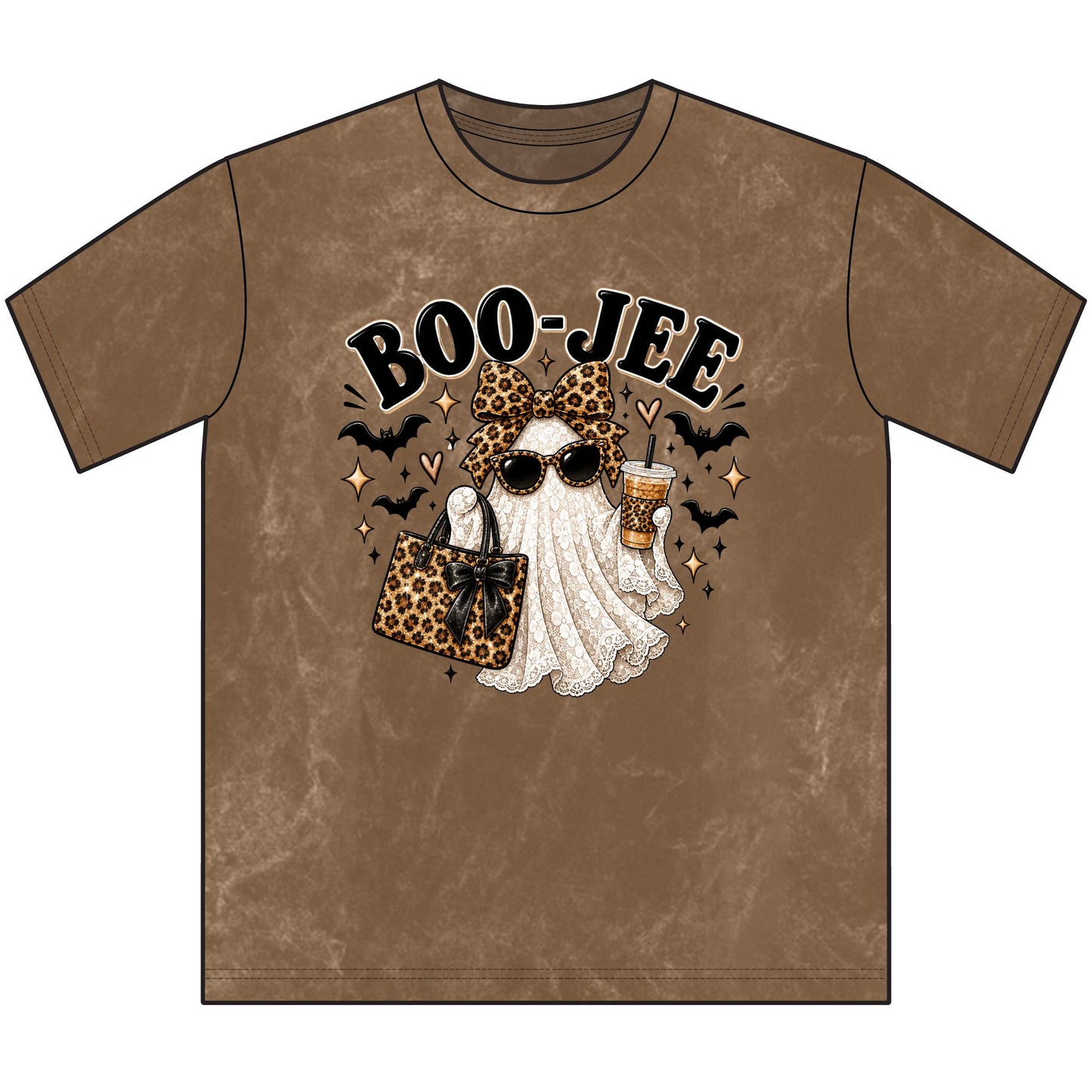Boo-Jee Vintage Crewneck Tee — Leopard Ghost Halloween Graphic Tee