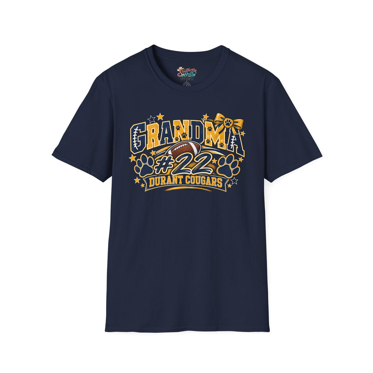 Grandma #22 Durant Cougars Jersey T-Shirt — Linscott 22 Sports Fan Tee