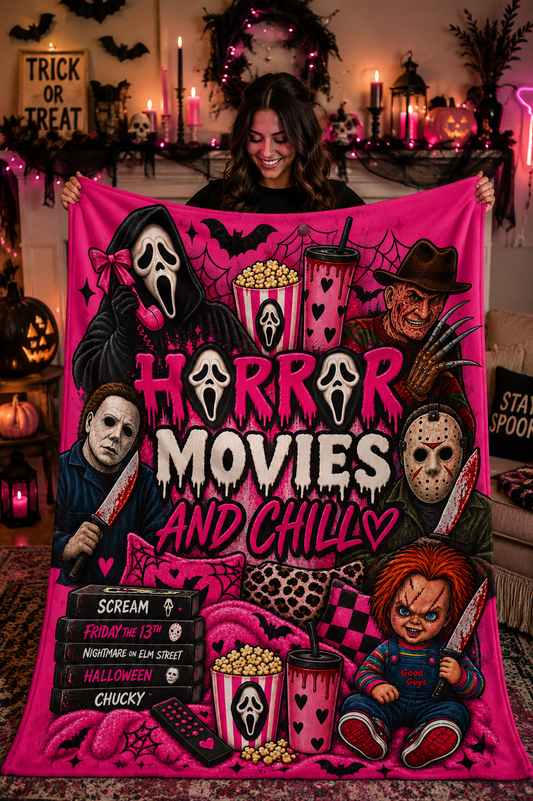 Pretty Girls Watch Horror Sherpa Blanket