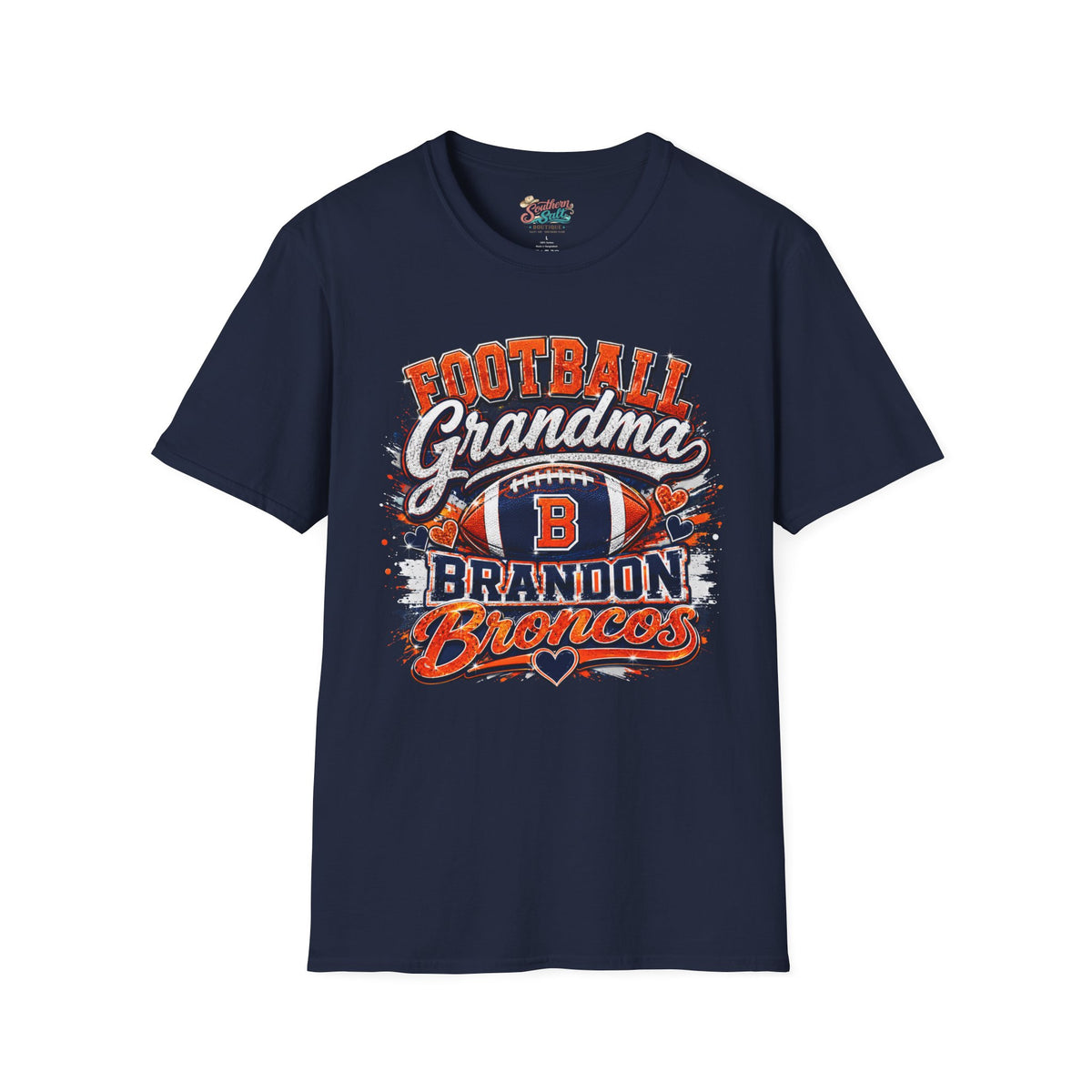 Football Grandma T-Shirt – Personalized Brandon Broncos Jersey Tee (Back Number & Name)