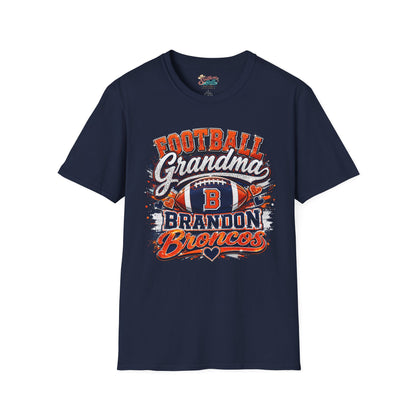 Football Grandma T-Shirt – Personalized Brandon Broncos Jersey Tee (Back Number & Name)