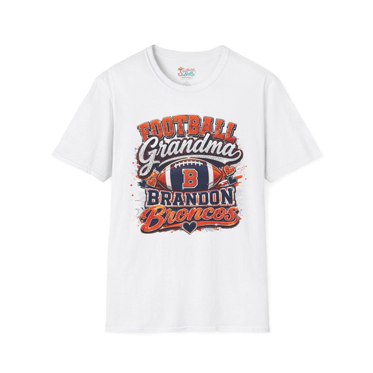 Football Grandma T-Shirt – Personalized Brandon Broncos Jersey Tee (Back Number & Name)