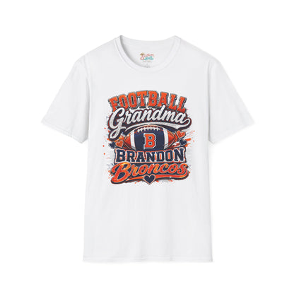 Football Grandma T-Shirt – Personalized Brandon Broncos Jersey Tee (Back Number & Name)